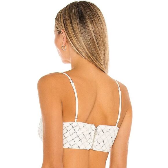 Camila Coelho Picos Crop Top in White Iridescent NWOT Size Small - Picture 2 of 4